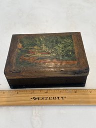 Vintage Hand Crafted Diane Mitchell Wooden Trinket Box With Decoupaged Lid