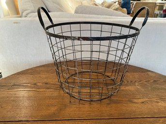 Vintage Woven Wire Potato Basket With Handles