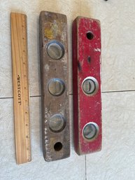 Vintage Levels Lot Of 2 Millers Falls 312 12in Red Pine Level And Unmarked Carpenter's Tool
