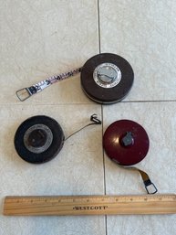 Lot Of 3 Vintage Lufkin Rule Company Tape Measuring Tapes