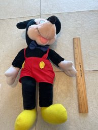 Vintage Disney Mickey Mouse 17in Stuffed Animal Plush Doll Overalls And Tie