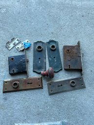 Lot Of Vintage Door Lock Accessories Brass And Metal