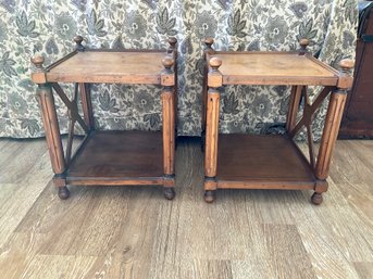 Set Of 2 Vintage Drexel Siena Wood End Tables