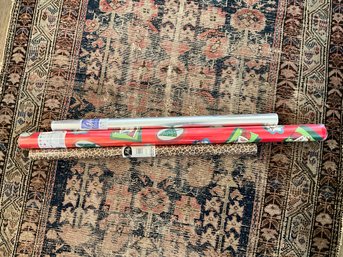 Lot Of 3 New Rolls Of Wrapping Paper 1 Christmas 2 Any Occasion