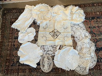 Lot Of Vintage Assorted White And Ivory Doilies