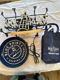 Blue Point Brewery Neon Sign Pull Chain Serving Tray And Bomber Bag