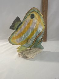 Ocean Sunfish Wood Carving On Coral Base
