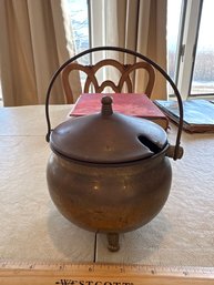 Vintage Brass Kerosene Smudge Pot With Lid Hearth Kettle