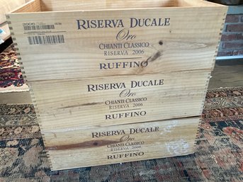 3 X Ruffino Chianti Classico 2006 And 2004 Wooden Wine Case Box