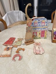 Vintage HALEIGH Wooden Block FairyTale Puzzles In Original Box Plus Wooden Dress Up Doll Set