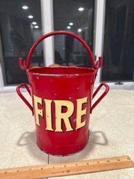 Vintage Red Painted Fire Bucket Made In India