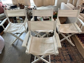 Set Of 4 Directors Chair Classic White 18 Inch White Canvas