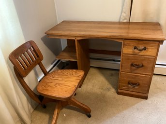 Vintage Ranch Oak Desk And Chair