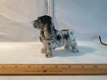 Vintage Made In Japan Hound Small Dog  Black White Planter