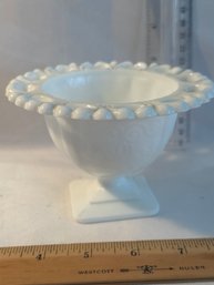 Vintage 1960 Indiana Lorain Basket Pattern Milk Glass Candy Dish