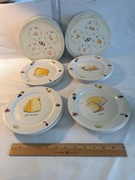 Set Of 12 - 7.5 Inch Appetizer Plates Cheeses Design Macys The Celler 2 Original Boxes Excellent Condition.