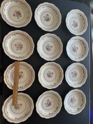 Set Of 12 Vintage Stetson American Beauty Floral & 22 Carat Gold Laurel Rim Soup Bowl 8 3/8 Inch