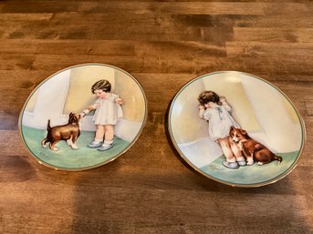 Set Of 2 Hamilton Collection Bessie Pease Gutmann Plates A Child's Best Friend Series The Reward & Disgrace