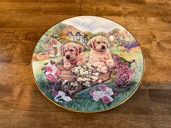 1993 HAMILTON COLLECTION LITTLE GARDENERS COTTAGE PUPPIES COLLECTION Collector Platec