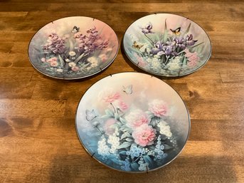 Vintage Knowles Porcelain Butterfly Floral Hanging Plate Set