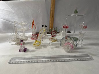 Vintage Lot Of Spun Glass Figurines See Photos