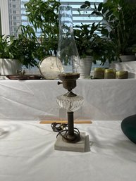 Vintage Electric Oil Lamp With Marble Base