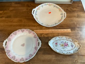 3  Vintage Floral Pretty Plates Trays Royal Worcester LS&S Austria Dorcelain De France