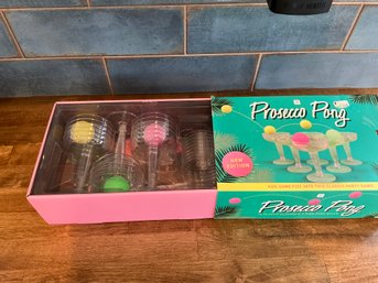 Tropical Prosecco Pong Game 12 Plastic Glasses & 3 Ping Pong Balls Add Some Fizz