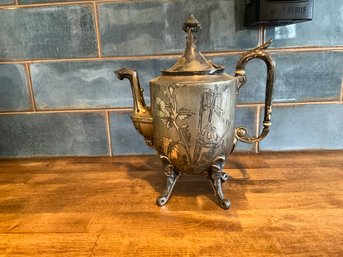 VICTORIAN: REED & BARTON EMBOSSED BIRD SILVERPLATE TEAPOT 2569