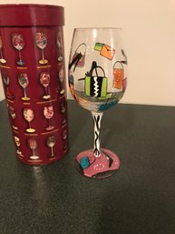 Lolita The Wine Collection Shopaholic Too Hand Painted Wine Glass With Recipe On Bottom