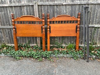 Vintage Solid Wood Twin Bed, Frame Headboard, And Footboard Made In USA