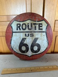 Vintage US Route 66 Tin Dome Button Road Sign