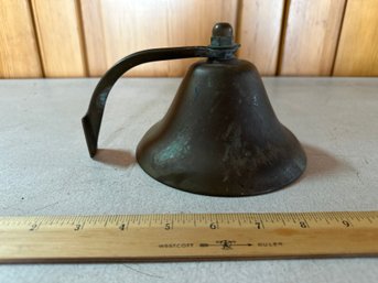 Vintage Brass Cast Metal Bell Heavy Bell Rare Side Handle Large Clapper