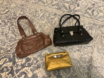 Lot Of Ladies Purses - Brown Nine West - Black Liz Claiborne And Gold The Limited Pocketbooks