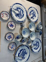 Vintage Chinese Export Porcelain Dinner Tea Service Lot See All Photos