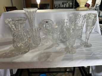 Antique Store Closeout Cut Crystal Vase Lot See All Photos