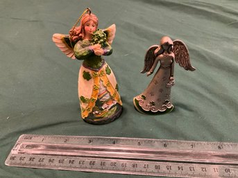 2 Irish Angel Figurines Shamrock