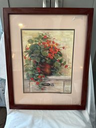 18x22 Inch Vintage Framed And Matted Begonia Print See Photos Needs Rematting