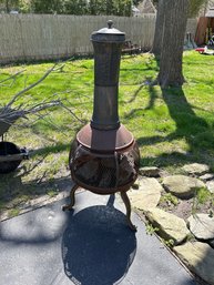 Outdoor Wood Burning Chiminea  Complete With Wood Steel In Great Condition