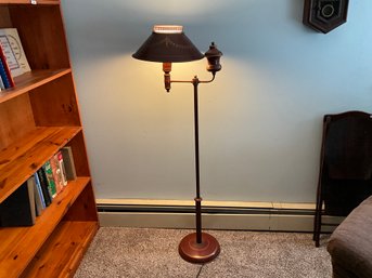 Vintage Metal Tole Ware Maroon Shade Floor Lamp