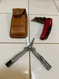 Husky Utility Cutter With Case. Cheated Multi Use Knife