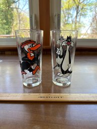 Vintage Sylvester The Cat And Beaky Buzzard Looney Tunes Warner Bros Pepsi Collector Series 1973 Glass