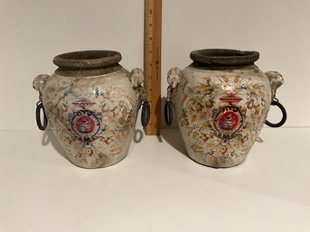 Two Antique Italian Vases Pottery Jugs