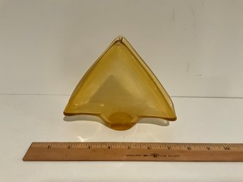White Crystal Art Glass Yellow Amber Napkin/ Letter Holder