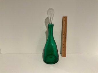 Vintage Art Glass Green Glass Decanter