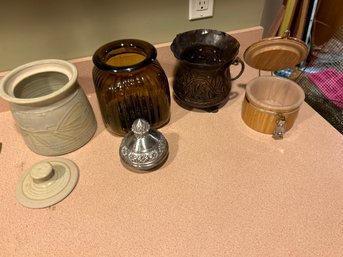 Lot Of Assorted Metal,wood,glass,porcelain Containers