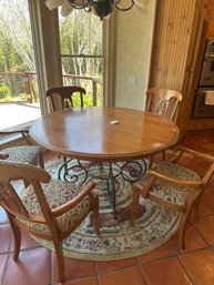 Ethan Allen Legacy Table With 5 Ethan Allen Pineapple Arm Chairs And Leaf