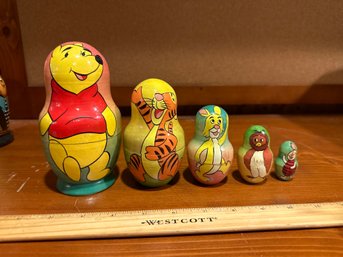 Vintage Hand Painted Russian Nesting Doll Winnie The Pooh Signed