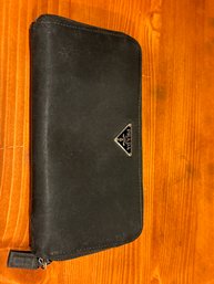 Vintage Prada Black Nylon Zip Long Wallet