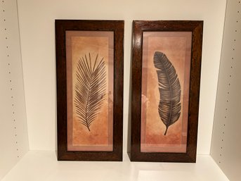 Set Of 2 Pretty Custom Framed Feather Wall Art